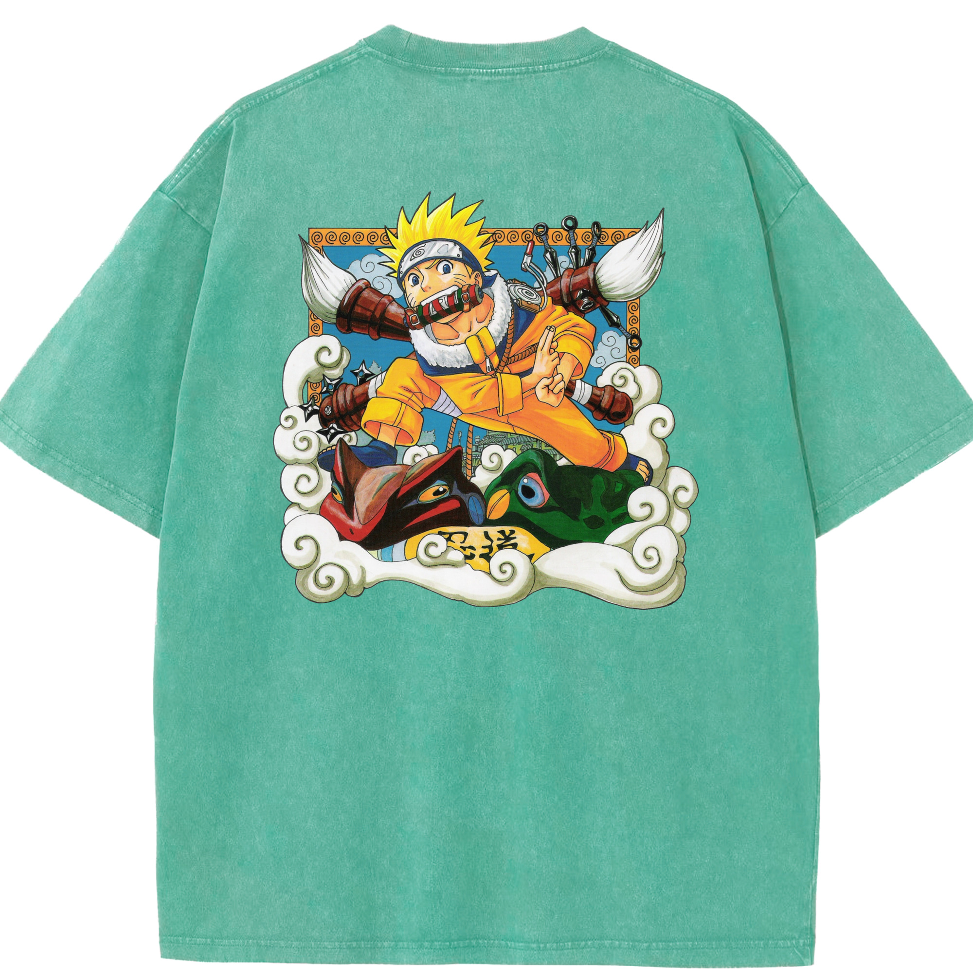 （画像用） NARUTO -ナルト- うずまき ナルト Uzumaki Naruto 綿100% ヴィンテージ風 半袖Tシャツ（背面プリント）